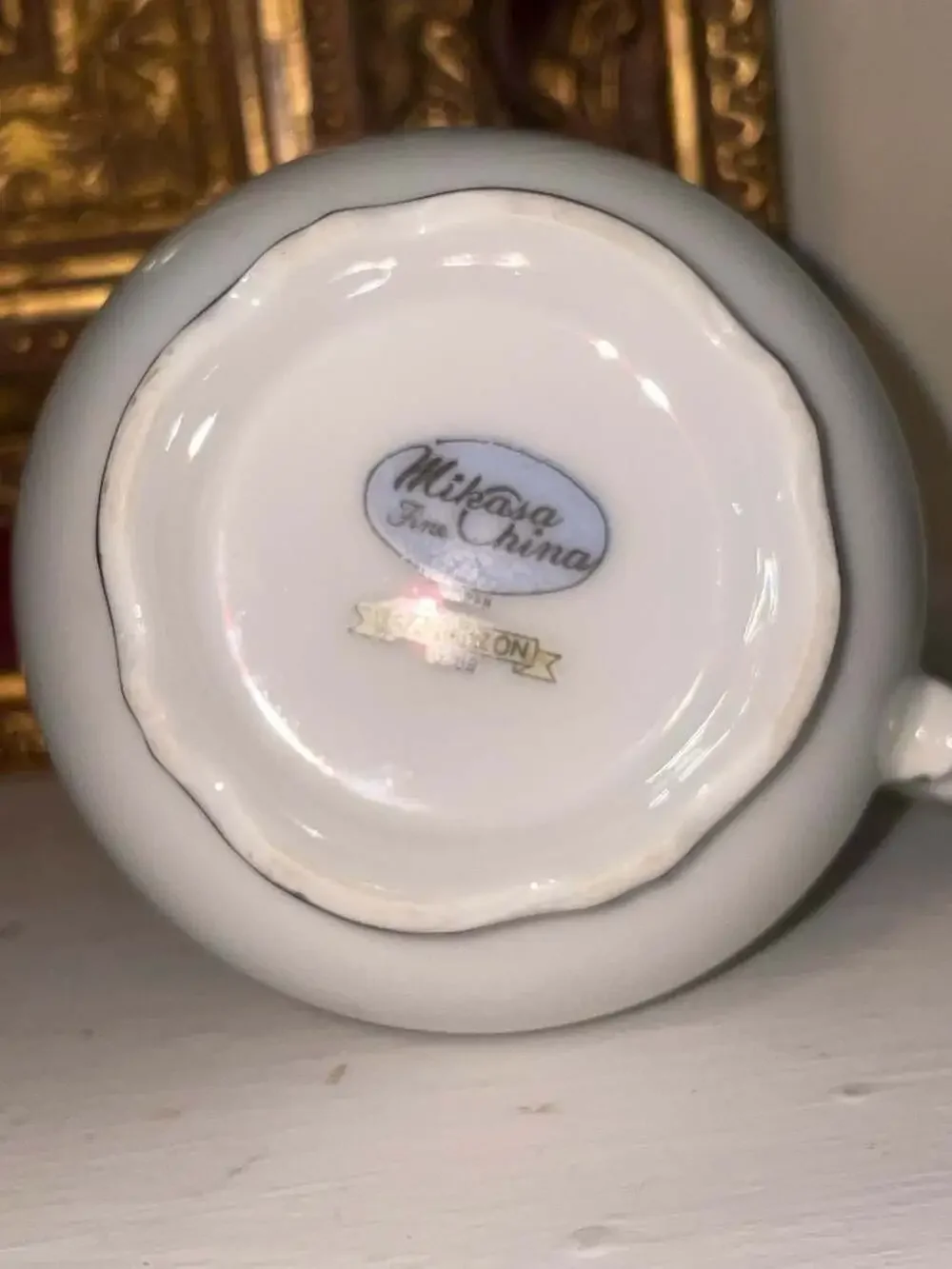 Mikasa Amazon 6289 Fine China Creamer Blue Roses Platinum Trim